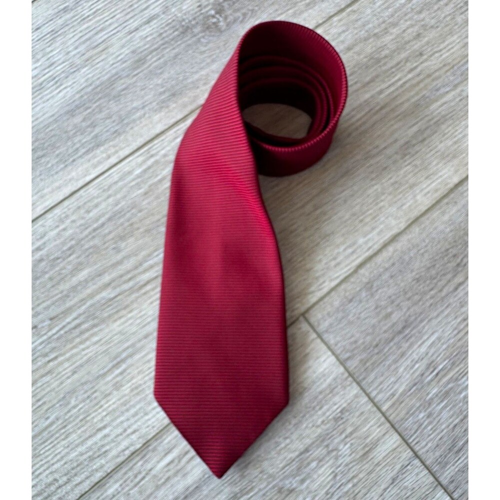 Vintage Valentino Wide Necktie Red Black Micro Stripe Polyester 4 Inch